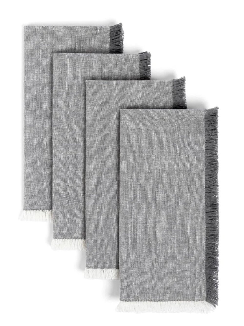 over&back Woven Frayed Chambray Napkins Set of 4 100% Cotton 20x20 Charcoal Gray